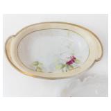 Nippon Hand Painted Porcelain Dishes - Floral Oval Dish & Scalloped Edge Plate (Lot of 2)