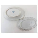 Nippon Hand Painted Porcelain Dishes - Floral Oval Dish & Scalloped Edge Plate (Lot of 2)