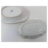 Nippon Hand Painted Porcelain Dishes - Floral Oval Dish & Scalloped Edge Plate (Lot of 2)