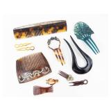 Vintage Tortoiseshell-Patterned Hair Combs & Accessories - Hair Forks, Clips & Pins