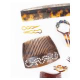 Vintage Tortoiseshell-Patterned Hair Combs & Accessories - Hair Forks, Clips & Pins