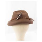 Brown Felt Fedora Hat - Leather Band Vintage Style
