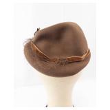 Brown Felt Fedora Hat - Leather Band Vintage Style