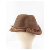 Brown Felt Fedora Hat - Leather Band Vintage Style