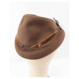 Brown Felt Fedora Hat - Leather Band Vintage Style