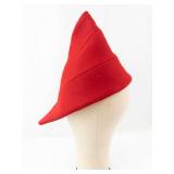 Vintage Evelyn Varon Model Red Felt Hat with Tall Crown - Size 22