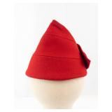Vintage Evelyn Varon Model Red Felt Hat with Tall Crown - Size 22