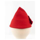 Vintage Evelyn Varon Model Red Felt Hat with Tall Crown - Size 22