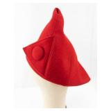 Vintage Evelyn Varon Model Red Felt Hat with Tall Crown - Size 22