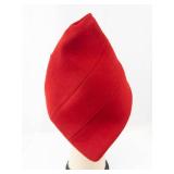 Vintage Evelyn Varon Model Red Felt Hat with Tall Crown - Size 22