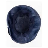 Cloche Hat - Navy Blue Textured with Velvet Bow