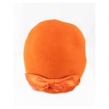 Union Made Orange Felt Cloche Hat with Satin Bow - Women