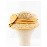 Marie Straw Sun Hat - Mustard Yellow with Bow