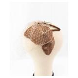 Brown Floral Fascinator Headpiece With Net Veil