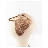 Brown Floral Fascinator Headpiece With Net Veil