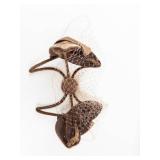 Brown Floral Fascinator Headpiece With Net Veil