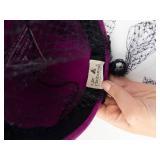 Liz Claiborne Magenta Felt Fascinator Hat with Veil & Black Feather Plume