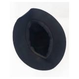 Black Felt Cloche Hat with Feather Accent & Gold Bow Clip