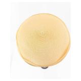 Gold Woven Cloche Hat with Black Ribbon Stripes & Pearl Rhinestone Brooch