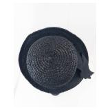 Union Made Hat - Black Woven Straw Sun Hat with Ribbon Bow