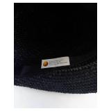 Union Made Hat - Black Woven Straw Sun Hat with Ribbon Bow
