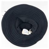 Angel Designs Black Wide-Brim Hat With Floral Accent and Concentric Pleats