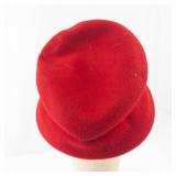 Red Wool Felt Beret with Ribbon Bow - Vintage French Style Hat