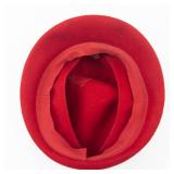 Red Wool Felt Beret with Ribbon Bow - Vintage French Style Hat