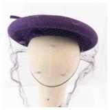 Pierce Purple Velvet Hat with Net Veil - Vintage Cloche Style