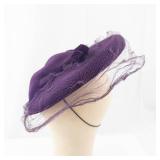 Pierce Purple Velvet Hat with Net Veil - Vintage Cloche Style