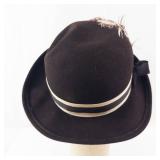 Dublin Cloche Hat - 100% Wool Felt, Black with Feather Accent, Made in USA