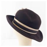 Dublin Cloche Hat - 100% Wool Felt, Black with Feather Accent, Made in USA