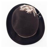 Dublin Cloche Hat - 100% Wool Felt, Black with Feather Accent, Made in USA