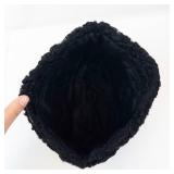 Black Faux Fur Ushanka Hat - Winter Earflap Style, Lined