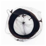Fascinator Hat with Net Veil - Brown Velvet Band, Vintage Style
