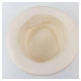 Cream Straw Hat - Wide Brim with Ribbon & Floral Accent