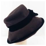 Summer Tompkins Collections Cloche Hat - Brown Wool Felt with Black Velvet Band