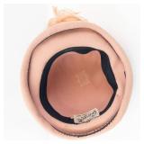 Georgette New York Blush-Pink Feathered Beige Felt Cloche Hat - Black Band