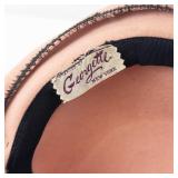 Georgette New York Blush-Pink Feathered Beige Felt Cloche Hat - Black Band
