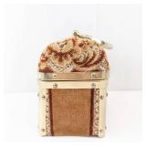Borsa Bella Italy Vintage Box Clutch - Tapestry Floral Brown/Gold