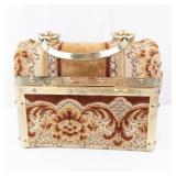 Borsa Bella Italy Vintage Box Clutch - Tapestry Floral Brown/Gold