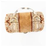 Borsa Bella Italy Vintage Box Clutch - Tapestry Floral Brown/Gold