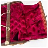 Vintage Woven Rattan Basket Case - Pink Velvet Interior & Ring Handle