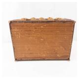 Vintage Woven Rattan Basket Case - Pink Velvet Interior & Ring Handle