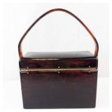 Maitland Smith Burlwood Jewelry Boxl/Purse with Brass Butterfly Clasp & Carry Handle