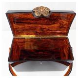 Maitland Smith Burlwood Jewelry Boxl/Purse with Brass Butterfly Clasp & Carry Handle