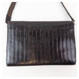 Cordovan Leather Embossed Evening Bag - Vintage Clutch with Metal Frame
