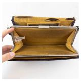 Cordovan Leather Embossed Evening Bag - Vintage Clutch with Metal Frame