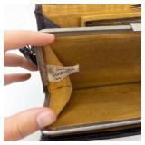 Cordovan Leather Embossed Evening Bag - Vintage Clutch with Metal Frame