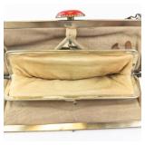 Vintage Crocodile-Texture Leather Frame Clutch with Inner Mirror